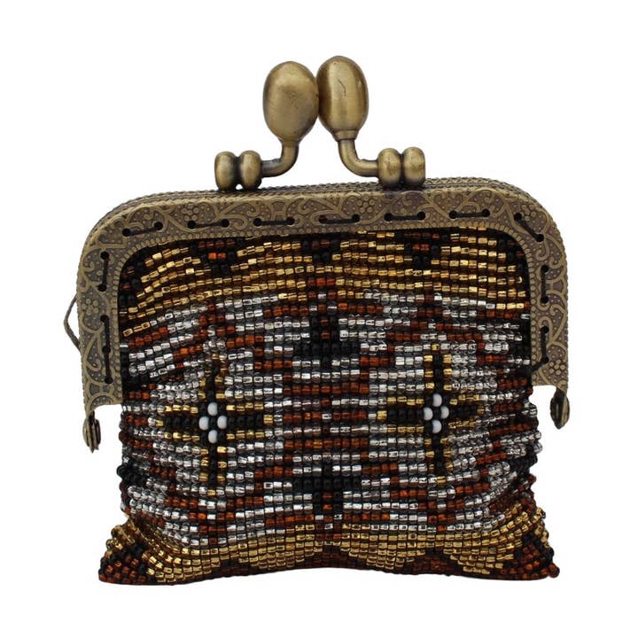 Porta-moedas de vidro com moldura metálica - Ouro Castanho por atacado de La Casa Cotzal S.A.