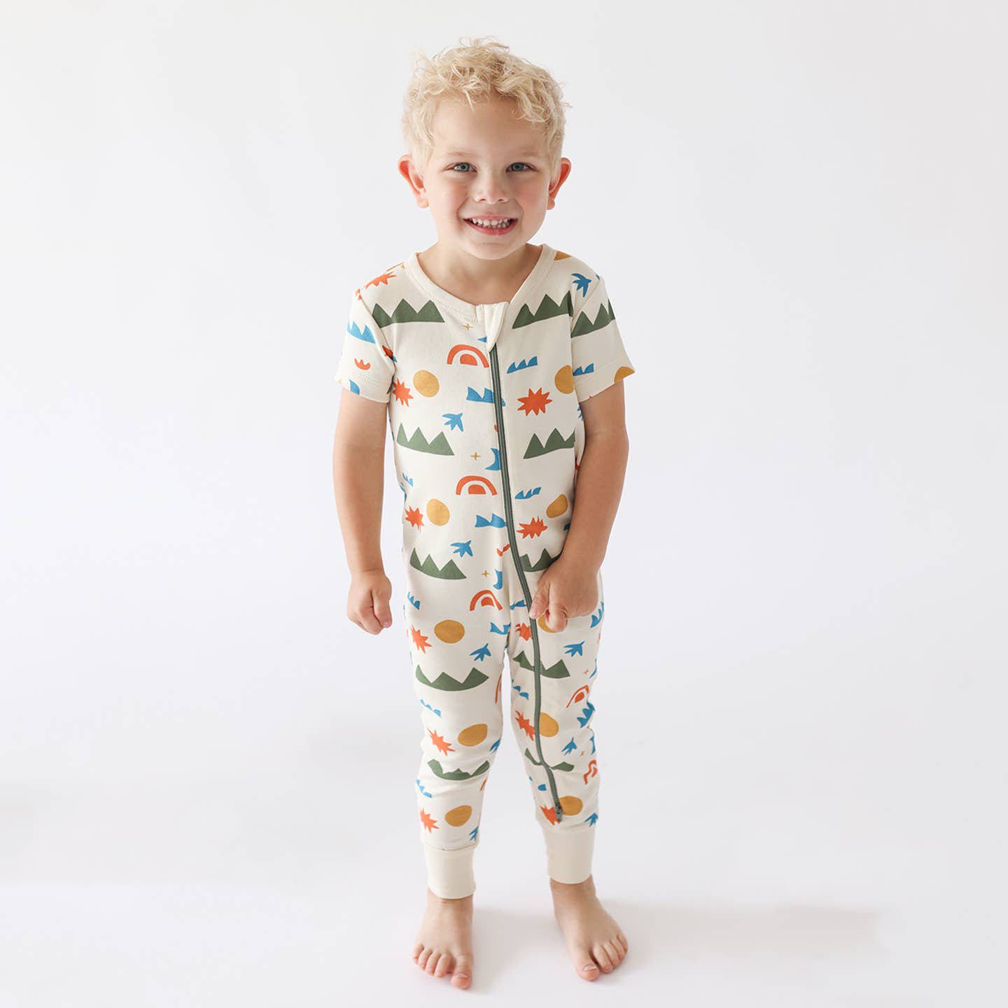Parade Organics - Wholesale Jumpsuit - Baby - Signature Print '2-Way' Zip Romper - Short Sleeve7