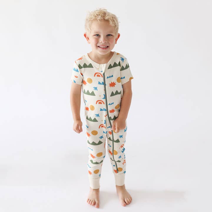 Parade Organics - Wholesale Jumpsuit - Baby - Signature Print '2-Way' Zip Romper - Short Sleeve7