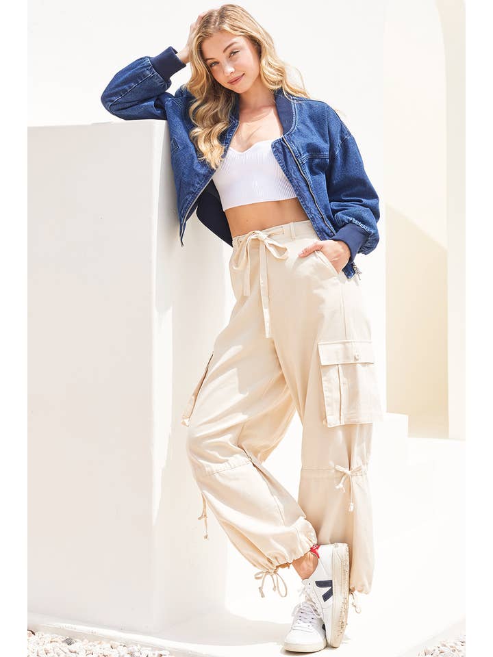 DK WASH DENIM BASEBALL BOMBER JACKET for wholesale on Faire4