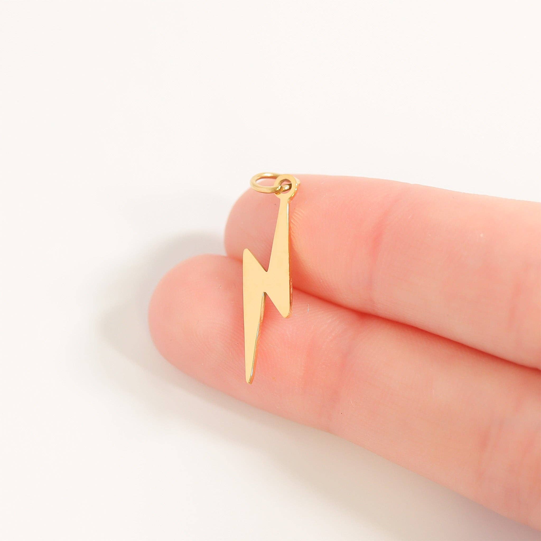 WJW - Wholesale Individual Charm/Pendant - 18K Gold PVD Stainless Steel Lightning Bolt Charm4