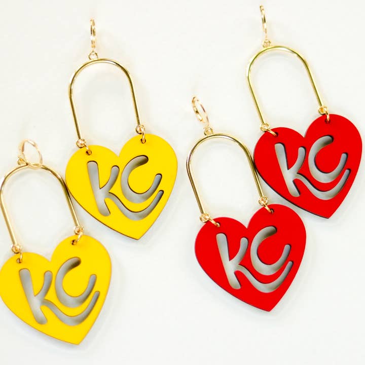 Handcrafted Wood Earrings- KC Heart for wholesale by Ivy Lena