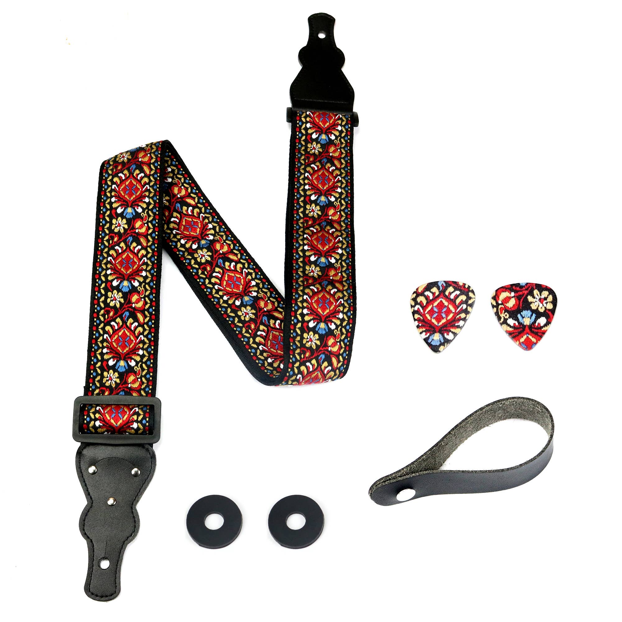 Gradzo - Wholesale Guitar Strap - Unisex - Red Vintage Woven Guitar Strap1