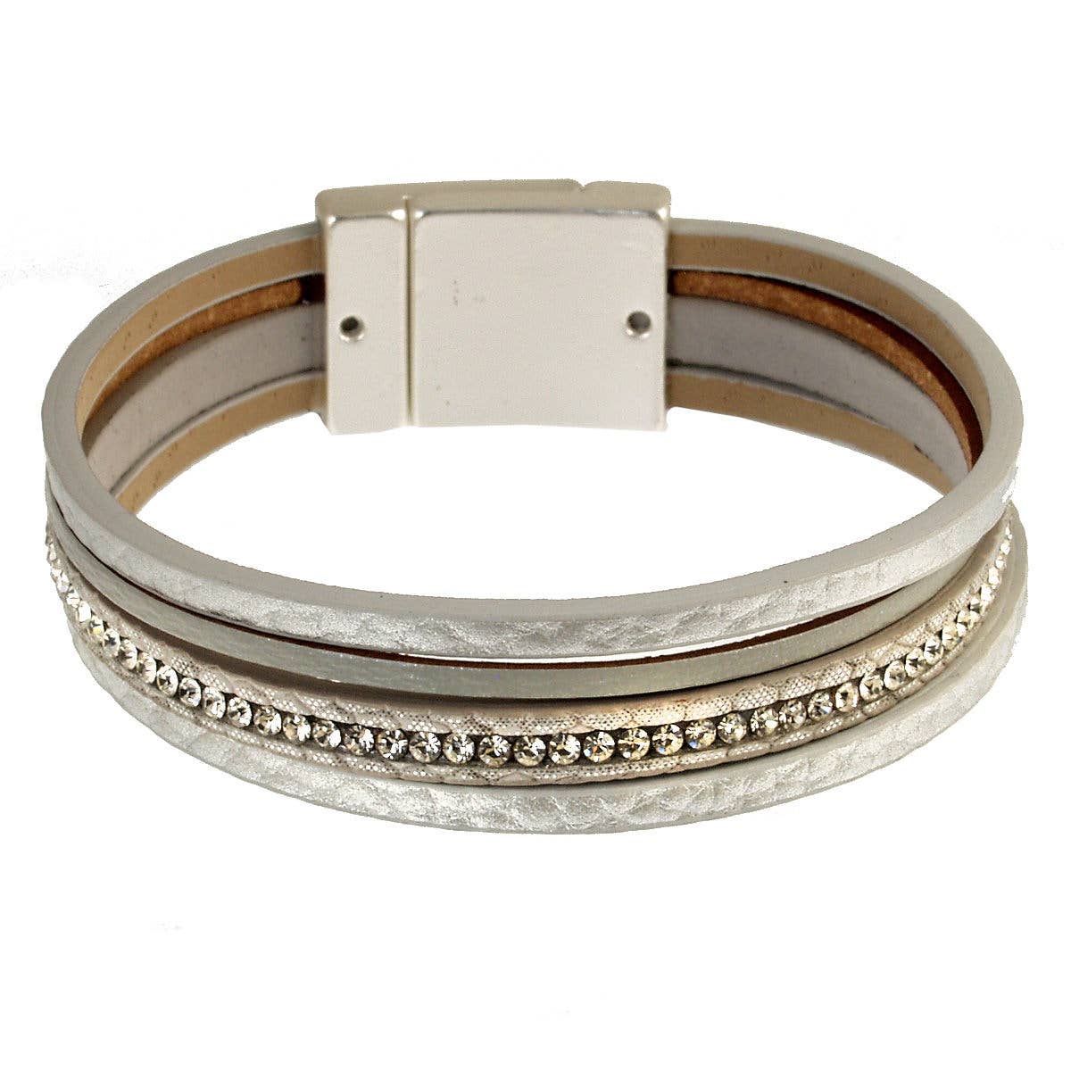 Origin Jewelry - Wholesale Bangle Bracelet - Multi strand Crystal and vegan leather Bracelet0