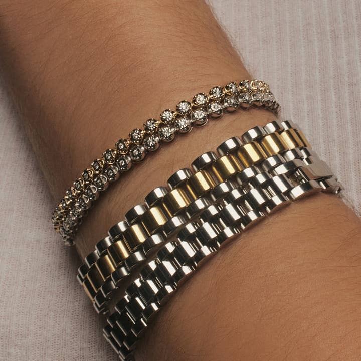 Luv AJ - Wholesale Link & Chain Bracelet - Two-toned Timepiece Bracelet5