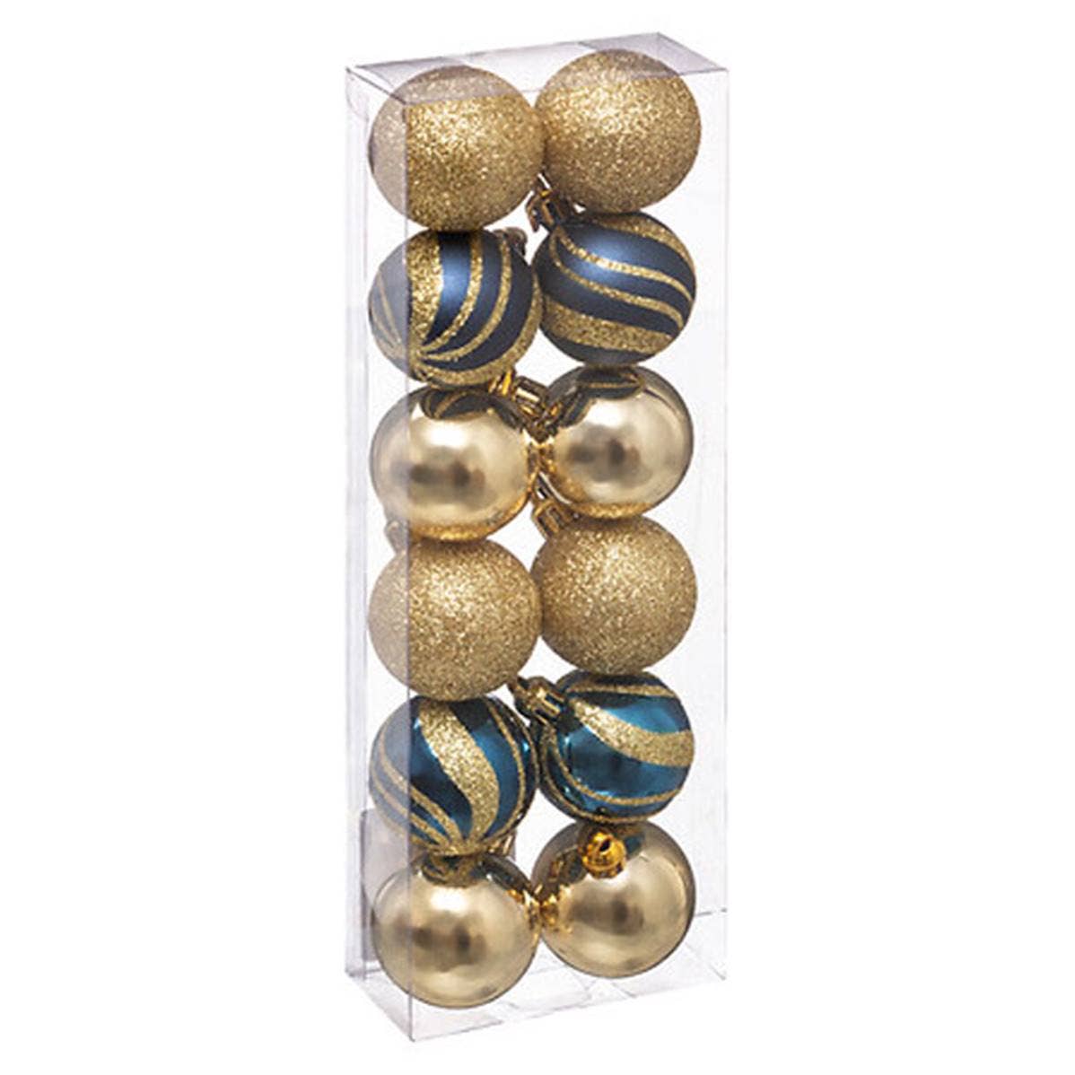 TSJJ - Wholesale Ornament Set - Christmas Ball 40 mm Blue Gold0