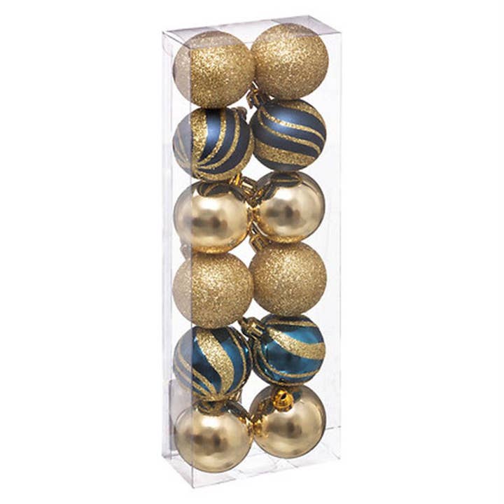 TSJJ - Wholesale Ornament Set - Christmas Ball 40 mm Blue Gold