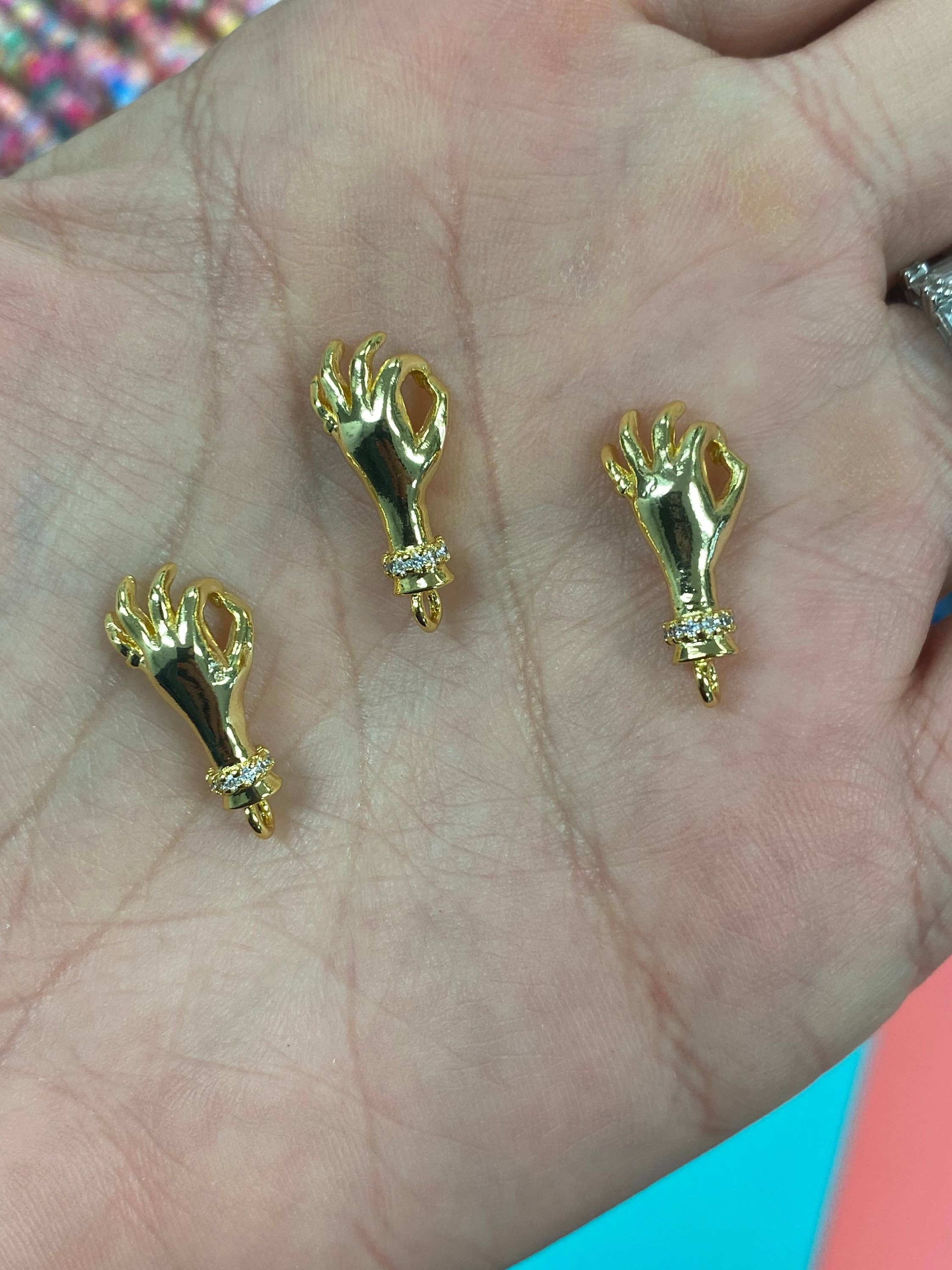 The Bead Bazaar - Wholesale Individual Charm/Pendant - F-You Hand Symbol Charm, I Love You Hand Gesture, Hand Gold8