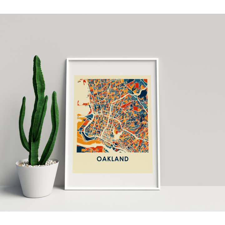 8" x 10" Oakland Map Print - Chroma Style Prussian for wholesale by ILIKEMAPS