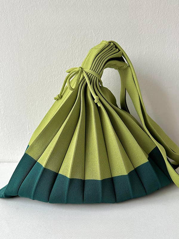 Foldable Pleated Knitted Shoulder Bag for wholesale by VividLux