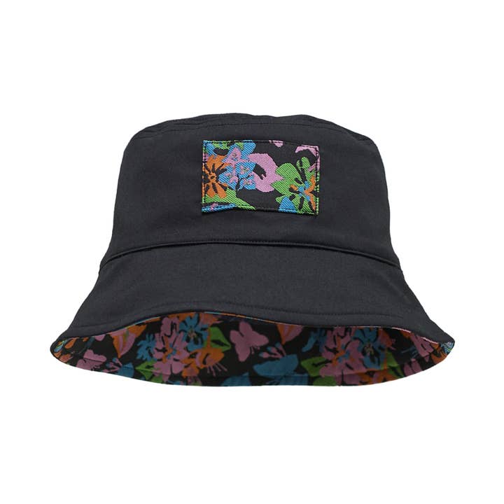 FRIDA X LOST PATTERN "Frida's Garden" Jacquard Reversible Bucket Hat - Black for wholesale on Faire