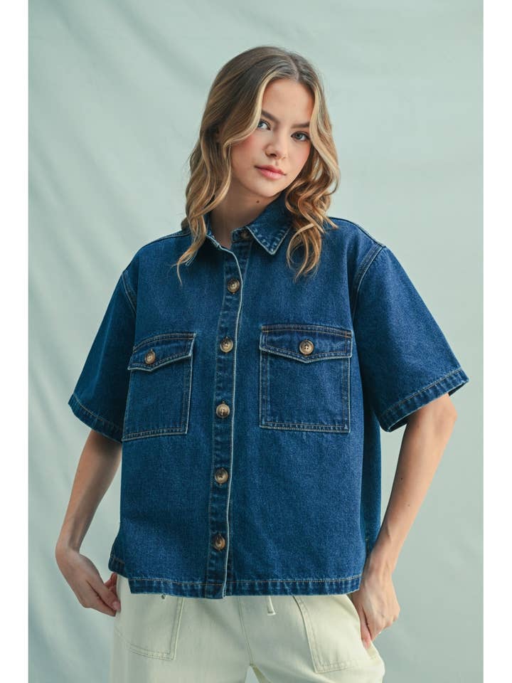 Wishlist Apparel - Vente Chemise – femme - CHEMISE EN JEAN À BOUTONS / WL25-11256T