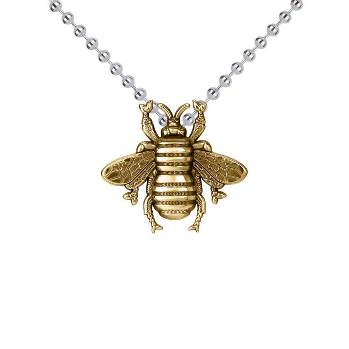 Small Bee Pendant Gold Vermeil for wholesale by Colby Davis of Boston