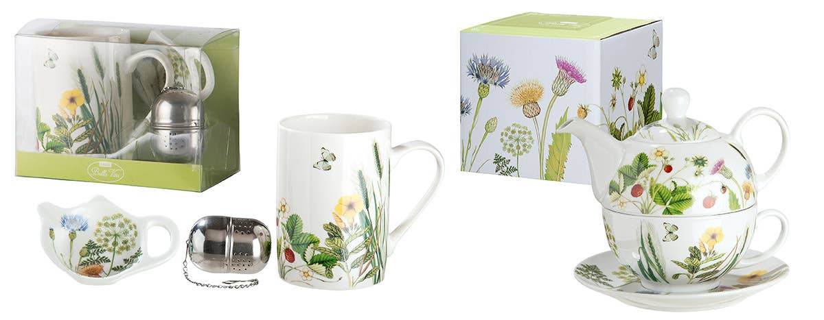 Gilde Handwerk Macrander GmbH & Co. KG - Wholesale Tea Set - Porzell 3-Piece Tea Set “Wild Flowers” VE 61