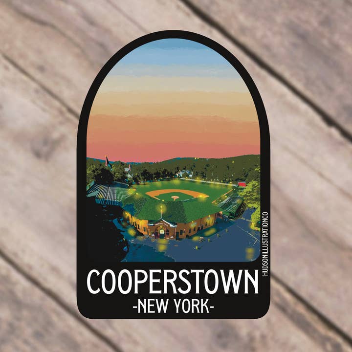 Cooperstown Baseball Sticker/Magnet/Print/Postcard for wholesale by Hudson Illustration Co - About Town Co