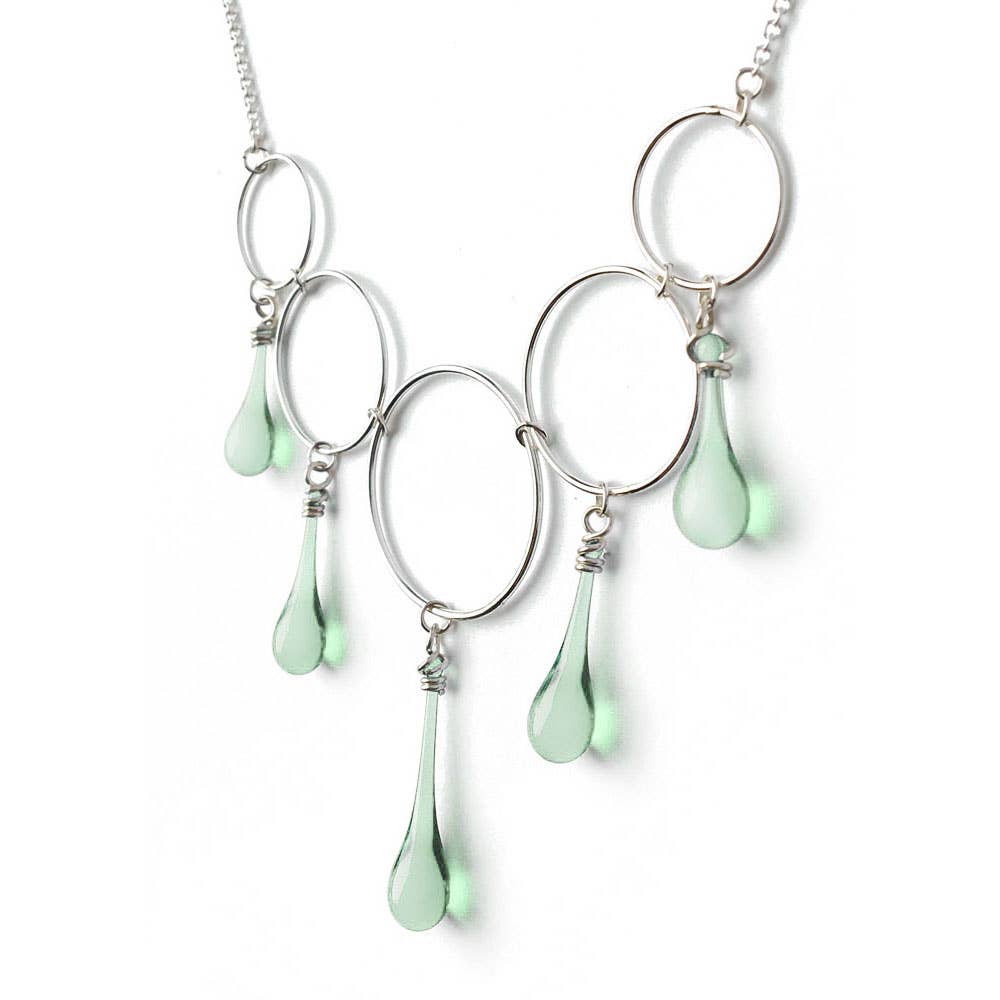 Sundrop Jewelry - Wholesale Pendant/Charm Necklace - Cassiopeia Necklace with Glass Teardrops and Silver Circles9