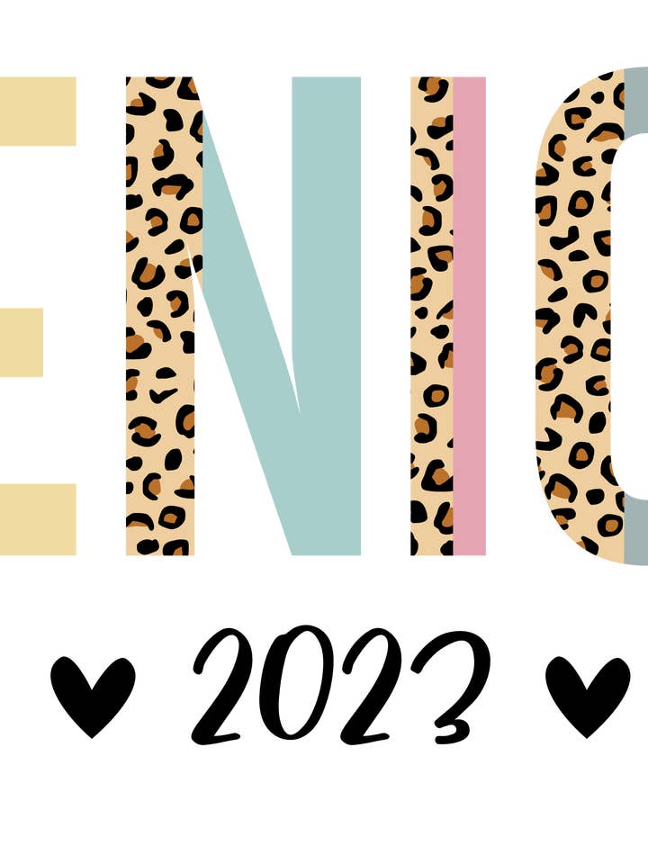 Senior 2023 Half Leopard Bleached Tee for wholesale by Ms Bleached Tees N More