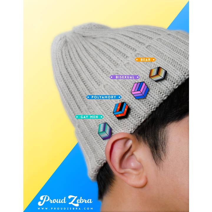 Proud Zebra - Wholesale Lapel Pin/Button - Polyamory Flag - Flag Cube Pin2