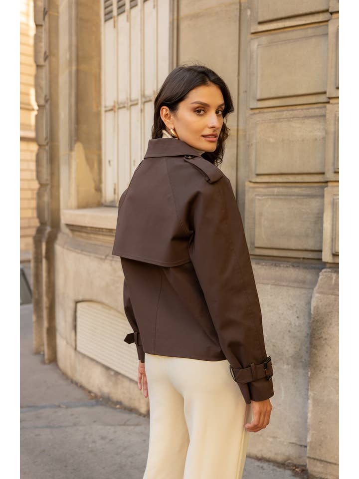 Attentif Paris - Wholesale Trench Coat - Women's - Solid cropped trench in cotton blend18