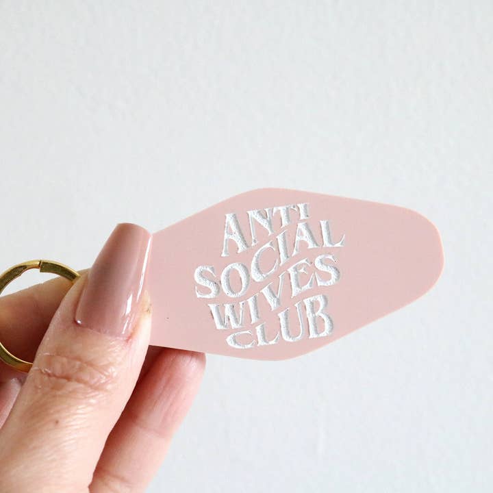 anti social wives club motel keychain | CHOOSE YOUR COLOR for wholesale by Everthine Designs