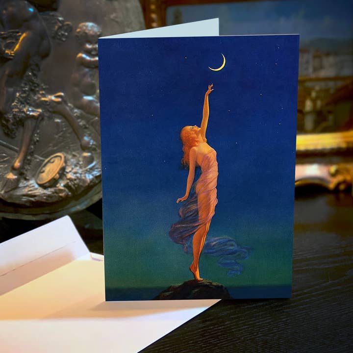 Reaching for the Moon di Edward Mason Eggleston, set di biglietti/biglietti di auguri, con buste bianche, 12,7 x 17,8 cm per la vendita all'ingrosso da parte di Ebon et Noir LLC