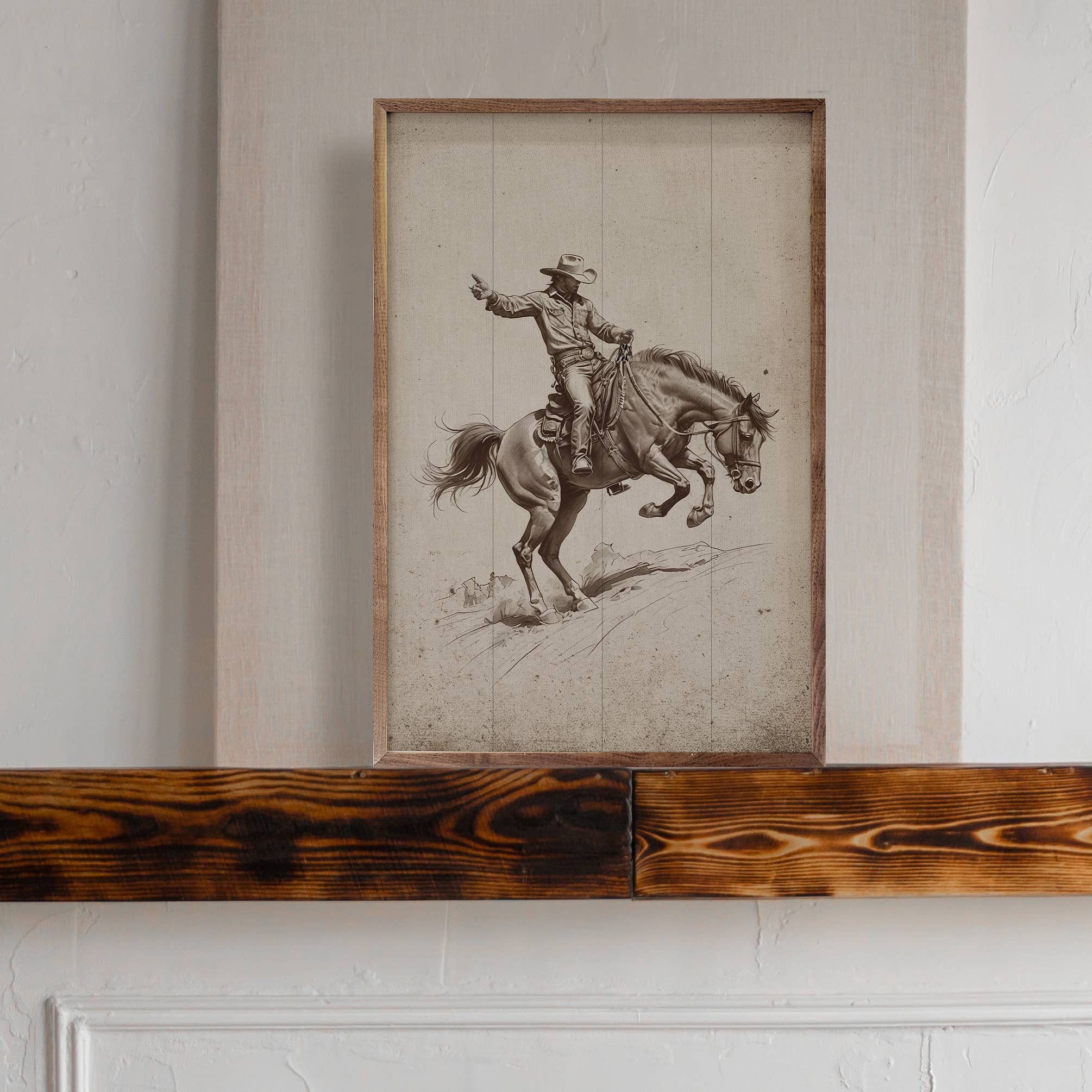 Kendrick Home - Wholesale Wood Wall Art - Bronc Riding Cowboy1