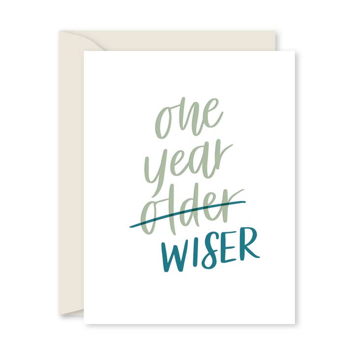 One Year Wiser Letterpress Greeting Card for wholesale by Nonpareil Paperie