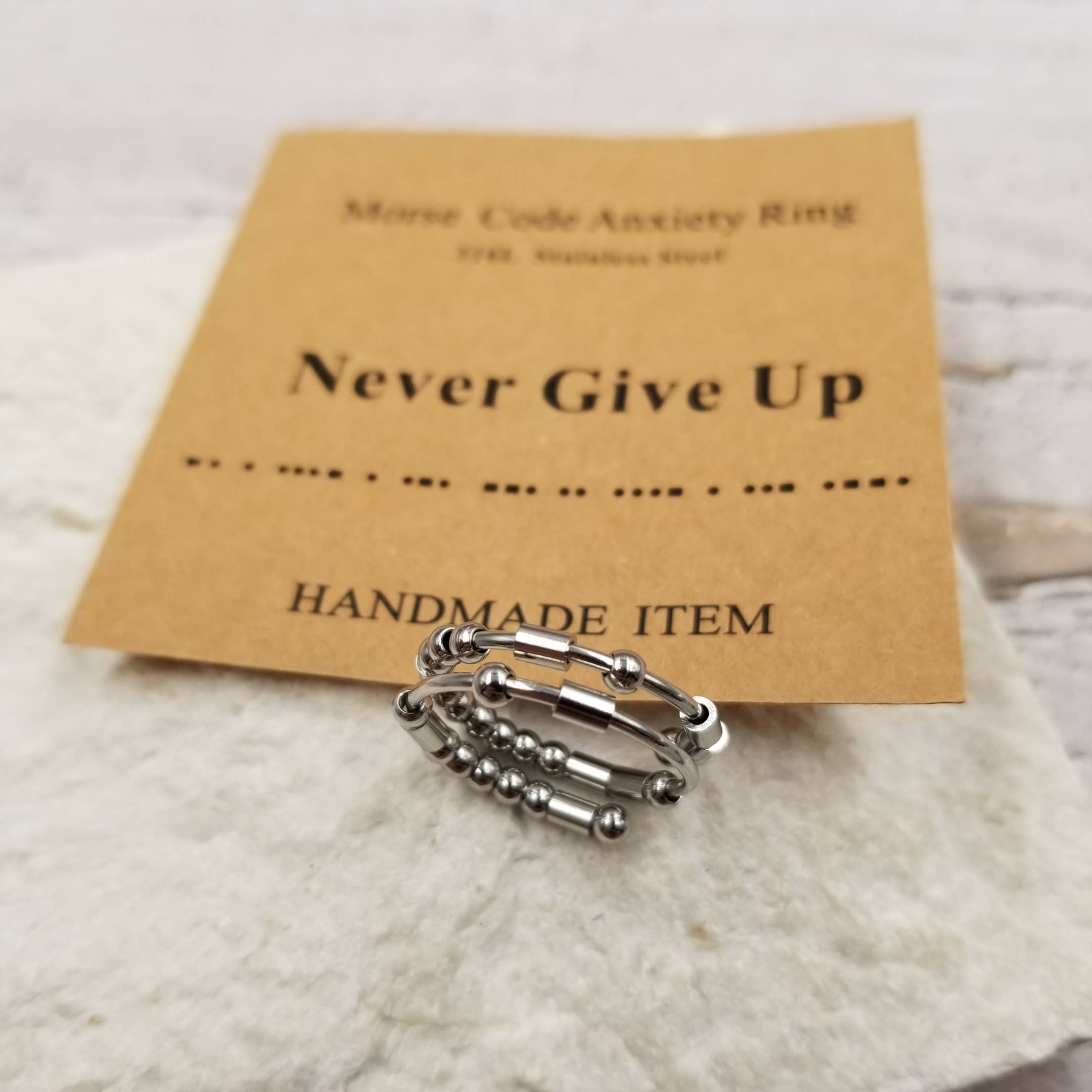 Treasure Wholesale - Wholesale Band/Stacked Ring - Morse Code Decompression Anti Anxiety Ring1