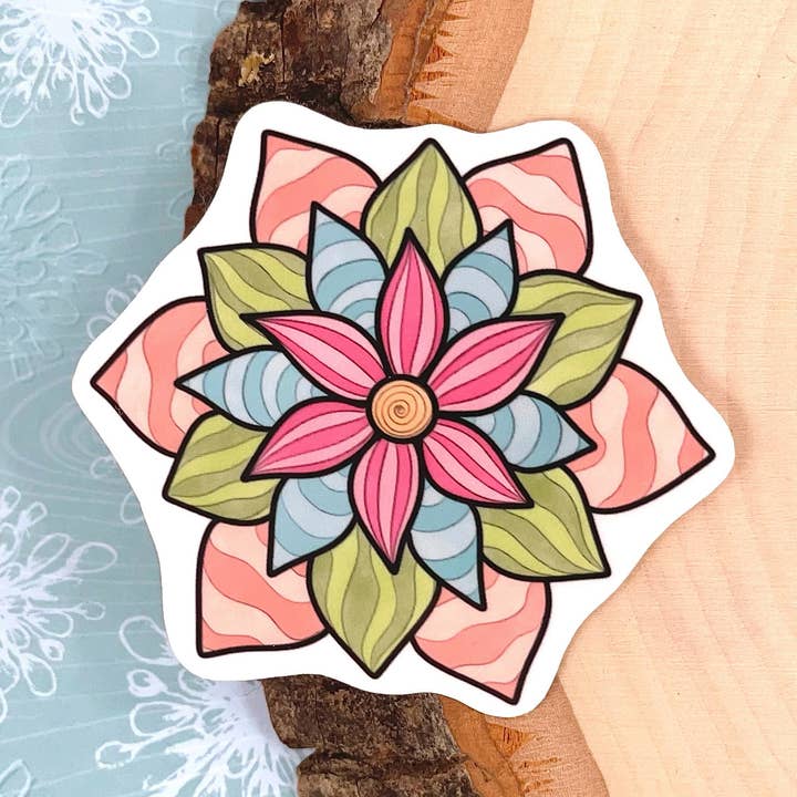 Whimsical Hand Drawn Waterproof Floral Sticker for wholesale by Living Vertical Shop