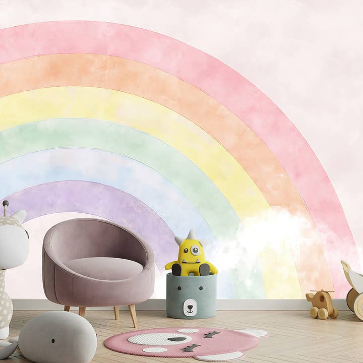 Décoration murale arc-en-ciel à décoller et à coller, avec nuages, décoration vibrante pour chambre d'enfant, WM001 pour la vente par WallKoala