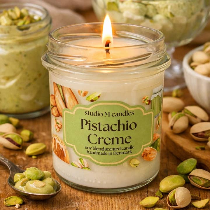 Pistachio Creme- Soy Blend Scented Candle 300g for wholesale by studio M candles