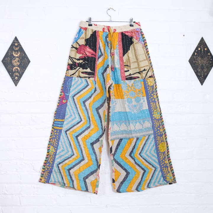 Karma Nepal Crafts - Wholesale Pants - Women's - Handmade Kantha Reversible Wide Leg Pants9