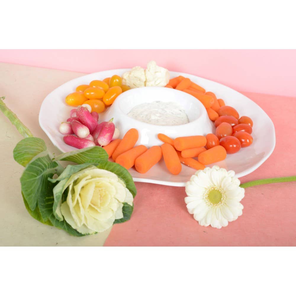 AULICA - Wholesale Serving Tray - White melamine chip and dip appetizer dish 35x35x3cm2