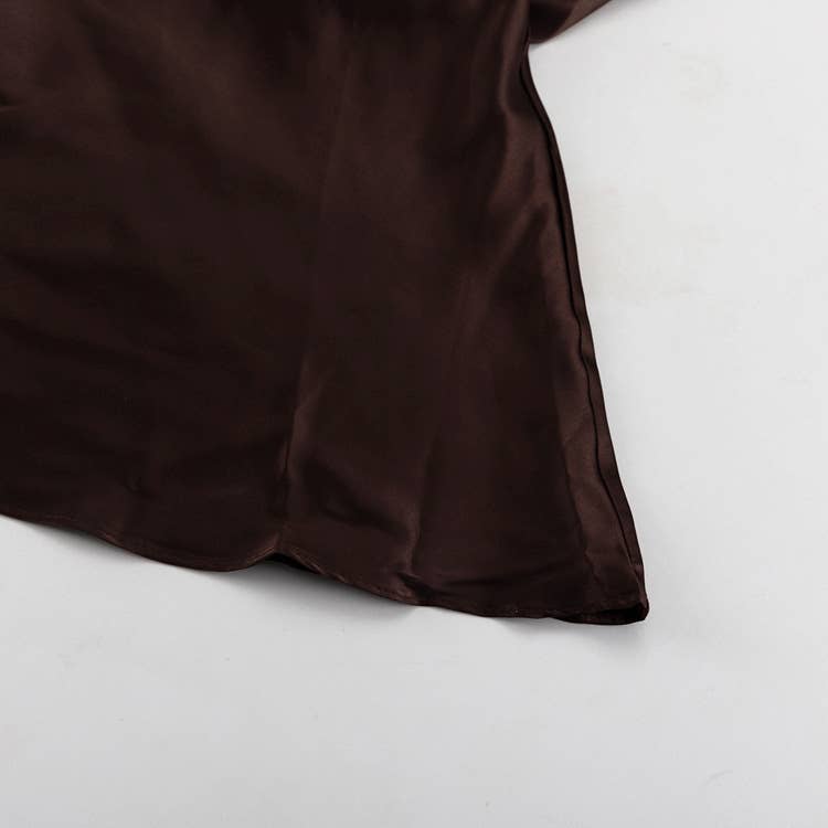 Brown open back sexy slip maxi dress with bow tie straps for wholesale on Faire7