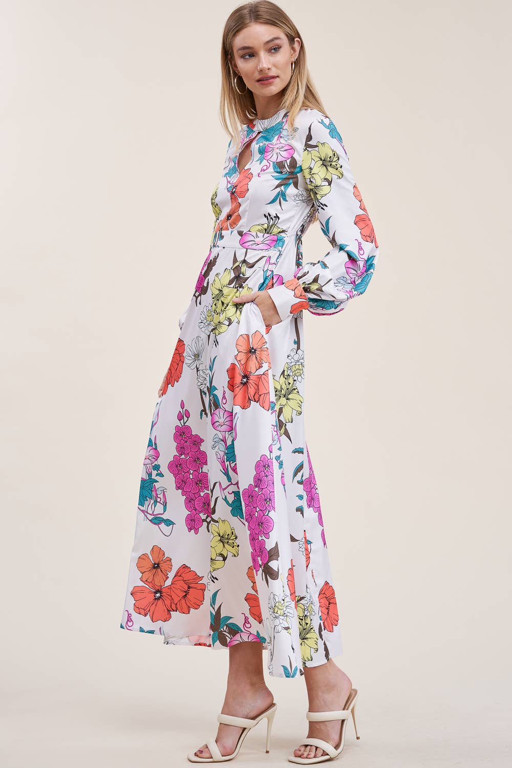 QMP Moda - Wholesale Dress - Women's - FLORAL PRINTED DRESS WITH ELASTIC WAIST AND POCKETS9