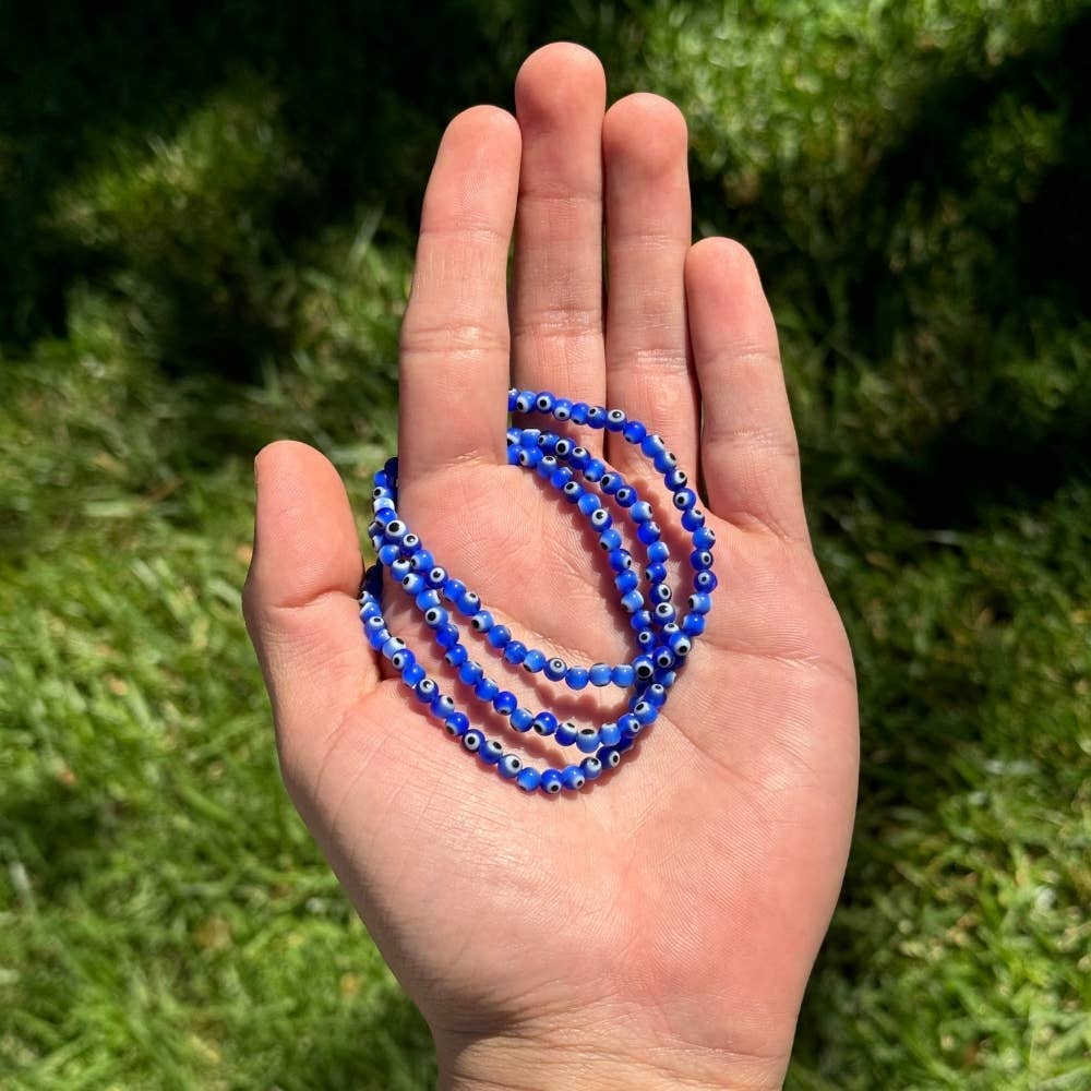Earths Elements Wholesale - Wholesale Beaded Bracelet - Bracelet - 4mm Dark Blue Evil Eye, pack of 51