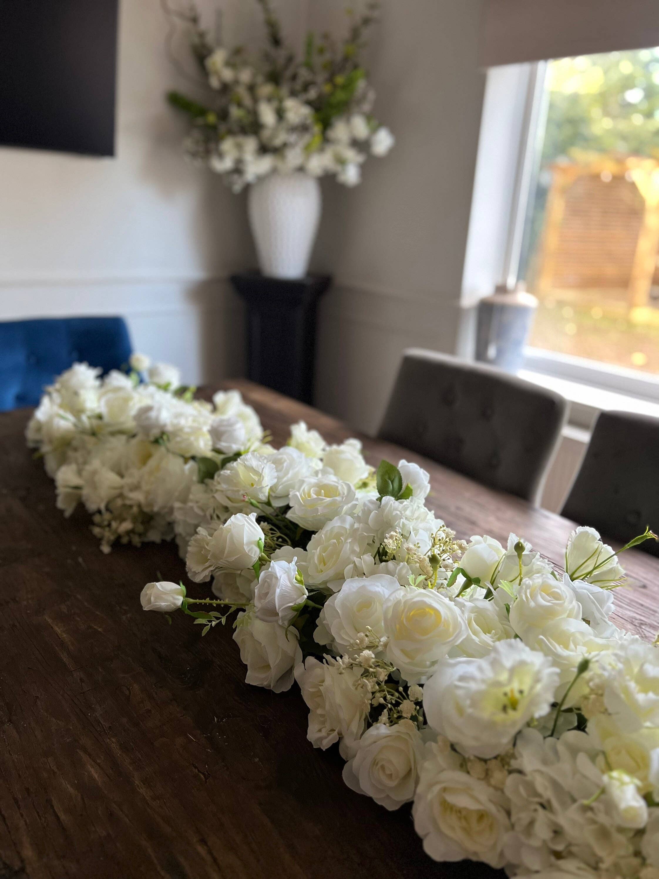 IVY CRUZ - Wholesale Bunting/Garland - Table Flower Garland, Bridal Table Garland, White Flower1