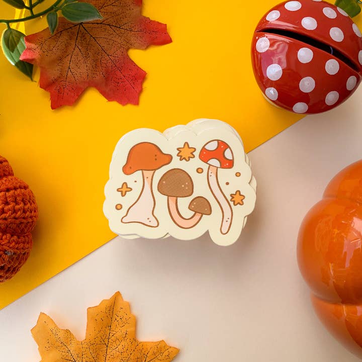 Mushrooms - Adesivo in vinile opaco per la vendita all'ingrosso da parte di Laurel Mae Art