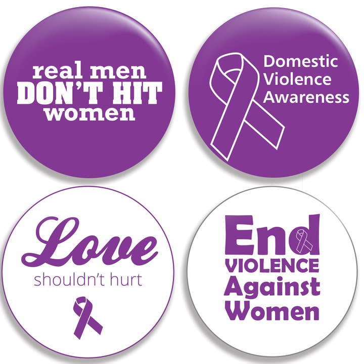 Great North American Button Emporium - Wholesale Lapel Pin/Button - Domestic Violence Awareness Button Four-Pack0