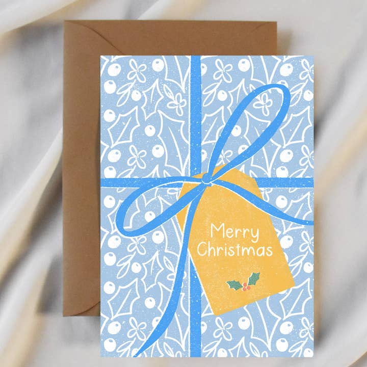 Blue Wrap Christmas Card for wholesale by Paper Station