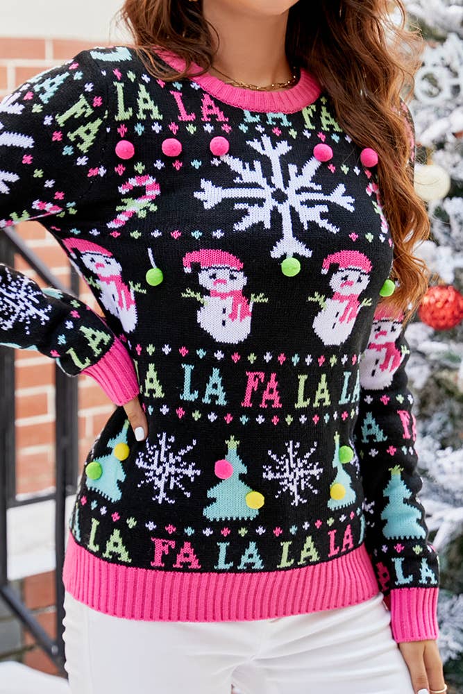 Comely Fashion - Wholesale Knit Sweater - Women's - Christmas Cartoon Elements Jacquard Knit Pullover Sweater7