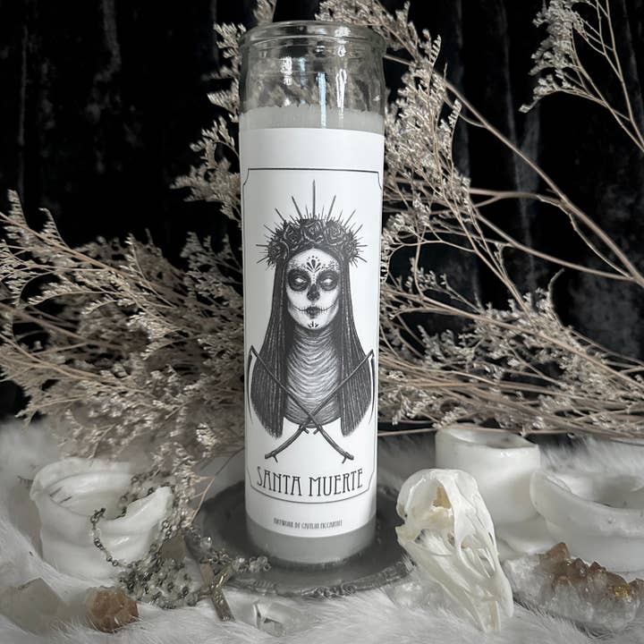 Caitlin McCarthy Art – wholesale Klistermärke – Santa Muerte Altar Ljusklistermärken - Förpackning med 5 vinylklistermärken1