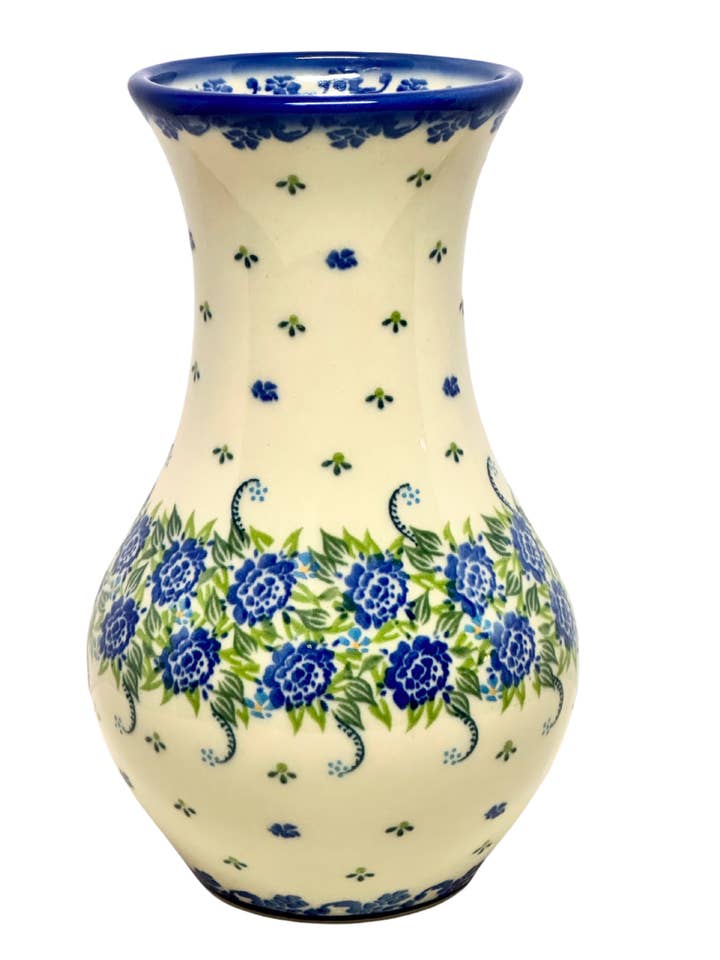 Jarrón - Galia, Crisantemo Azul para venta al por mayor de Music City Polish Pottery