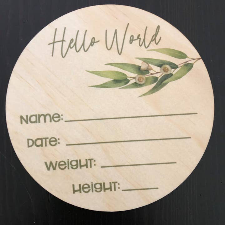 Inspired Wholesale - Wholesale Milestone art/keepsake – Child & baby - Birth Announcement Disc - Eucalyptus3