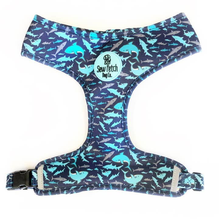 Navy hajar Vändbar Neopren sele för wholesale av Sew Fetch Dog Co