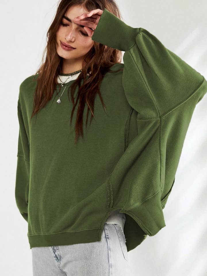 Lily Clothing - Vente Sweat-shirt – femme - Tendance de mode : sweat à capuche fendu, ample et uni.14