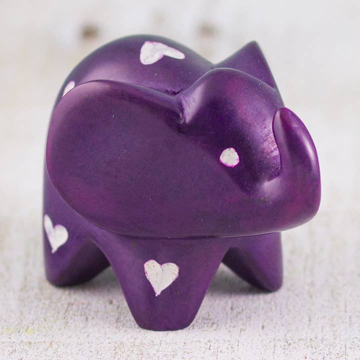 Soapstone Big-Eared Elephant Purple for wholesale by Mr. Ellie Pooh
