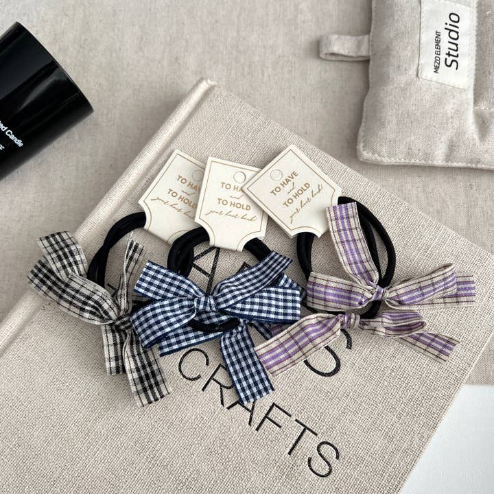 LoveLina - Wholesale Hair Tie - Gingham Bow Hair Ties (GOTE)3