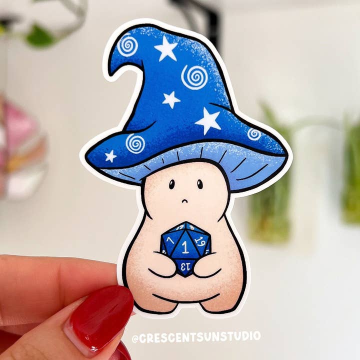 Pegatina de Seta Mágica, Pegatina de D20 de Dragones y Mazmorras para venta al por mayor de Crescent Sun Studio