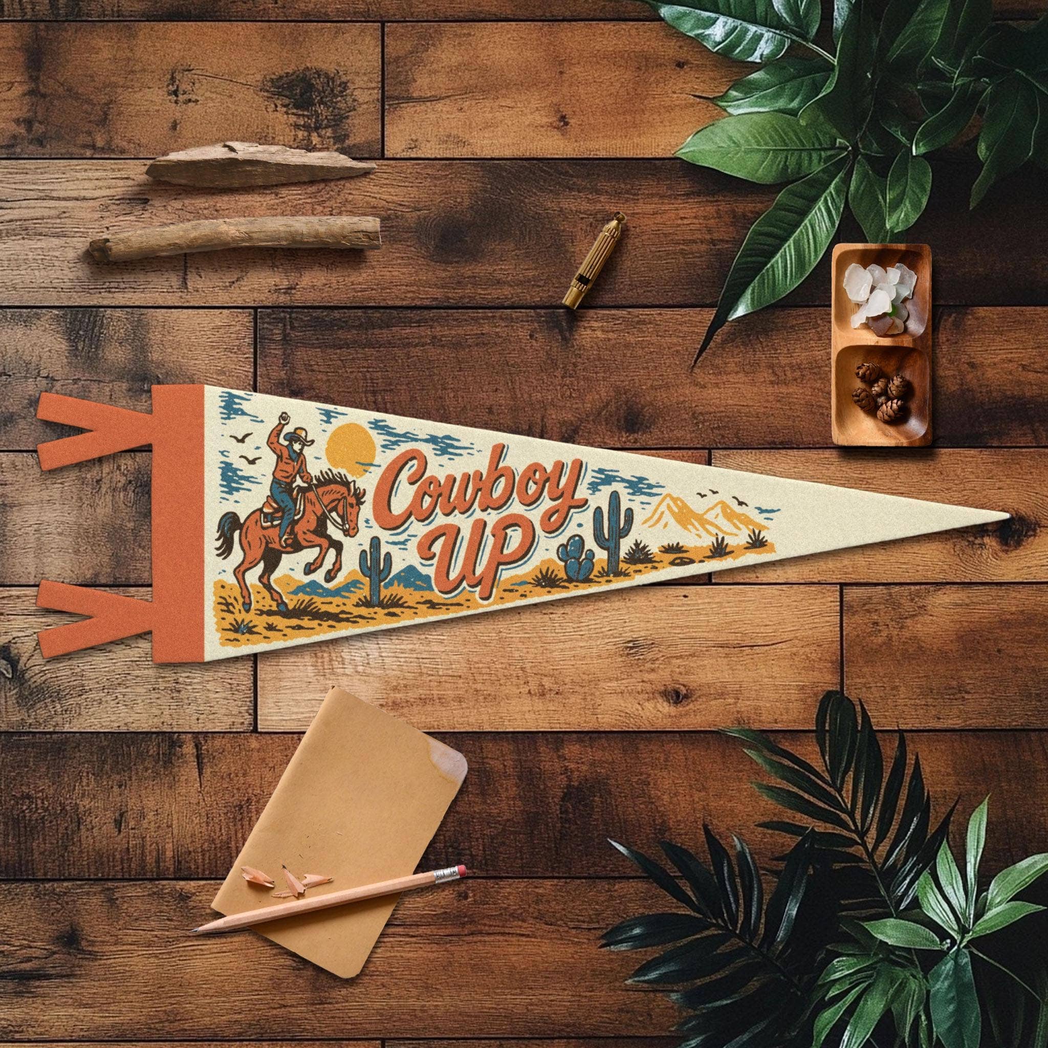 Benoit's Design Co. - Venta al por mayor Letreros - Pennant de Fieltro Cowboy Up5